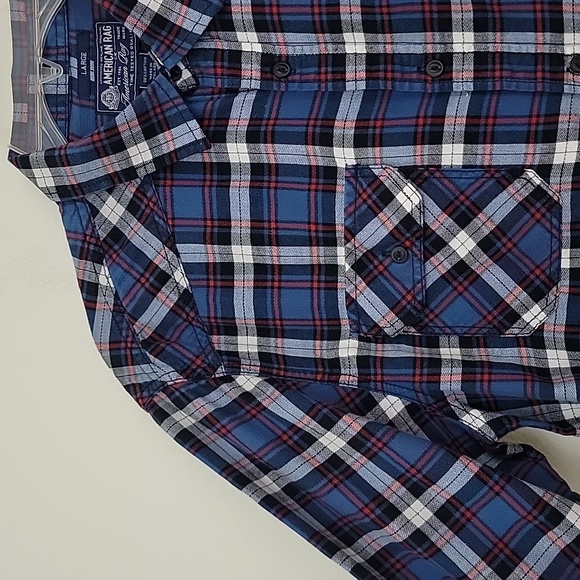American Rag Blue, Red & White Plaid Cotton Shirt Mens L - Picture 4 of 14
